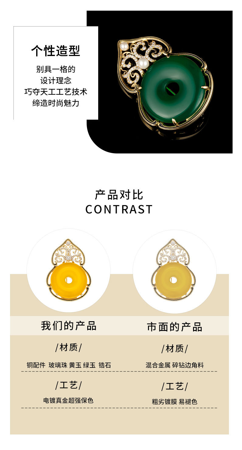 福禄吉祥葫芦高档胸针复古国风镂空花纹旗袍胸针新品时