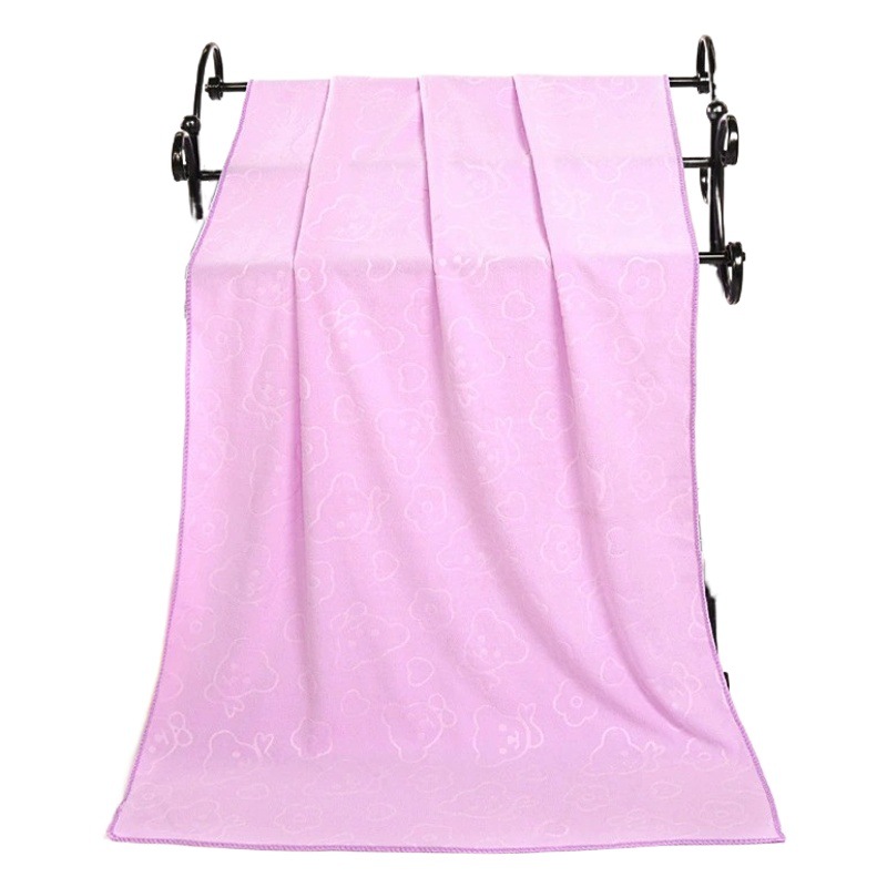 Cross-Border Manufacturer Wholesale 180g 70X140 Microfiber Absorbent Embossed Cartoon Bath Towel with Customizable Logo