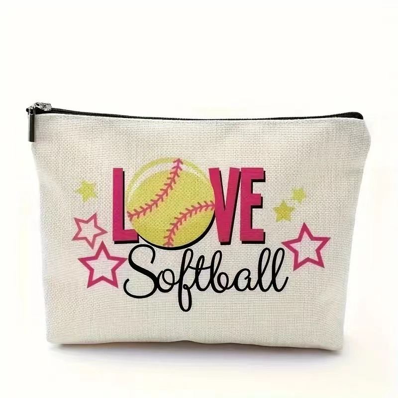 Elementos deportivos de béisbol bolsas de maquillaje impresas para chicas de béisbol bolsas portátiles de baño regalos para los amantes del béisbol