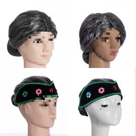 老头老太太假发媒婆头饰儿童头套二人转秧歌演出搞怪表演道具