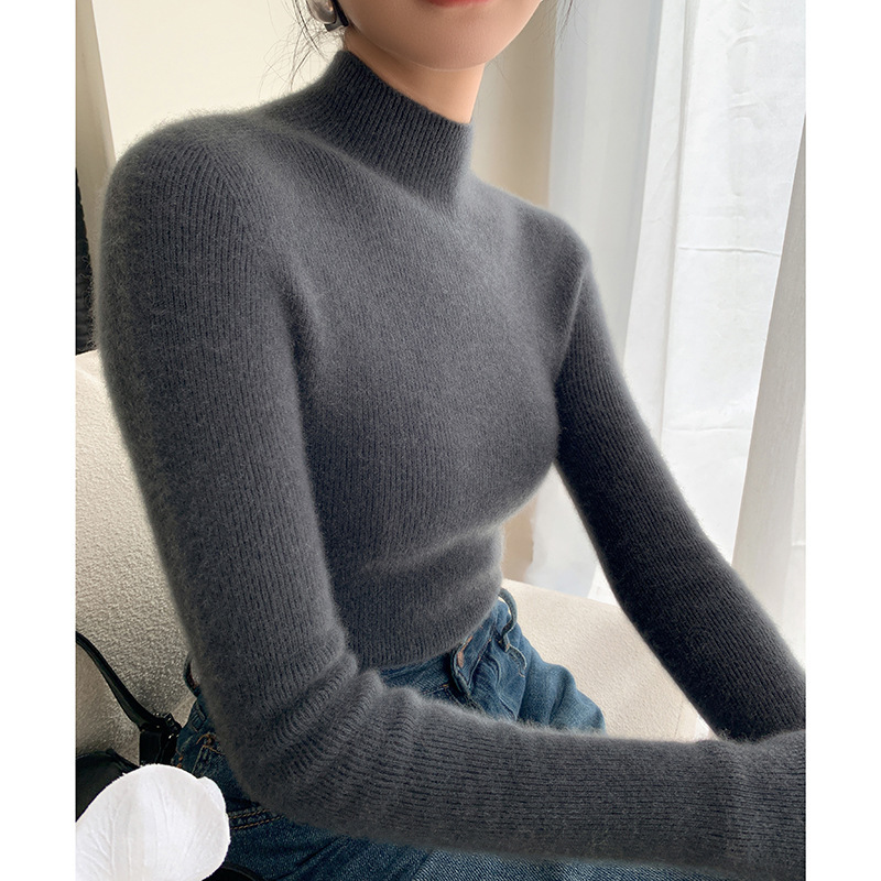 Consinee Original Single-Piece Seamless Cashmere Half-Turtleneck Sweater for Women, Pullover Slim-Fit Sweater Base Layer Consinee Original Single-Piece Seamless Cashmere Half-Turtleneck Sweater for Women, Pullover Slim-Fit Sweater Base Layer
