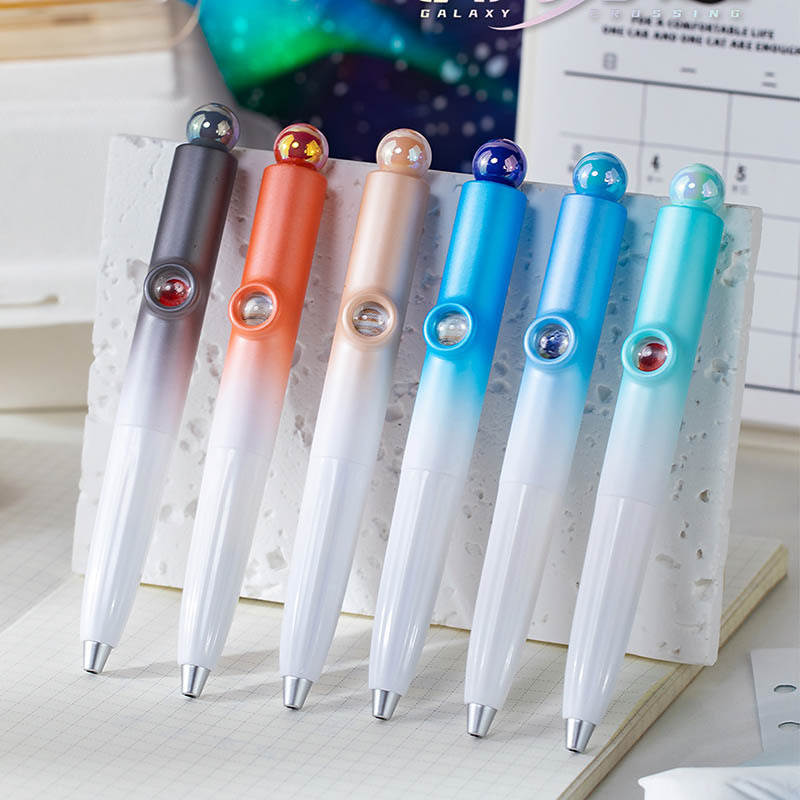 Heshuo H754 Galaxy Journey through Planets Series Fun Magnifying Glass High-Quality Gradient Pen Body Black Retractable Gel Pen