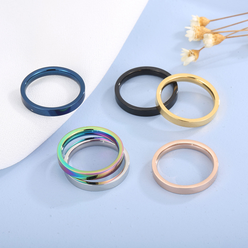 7g Weight 0.03µm-0.05µm Gold Plating Thickness PVD Coated 18K Gold Plated Round Stainless Steel Fashion Waterproof Non Tarnish Rings