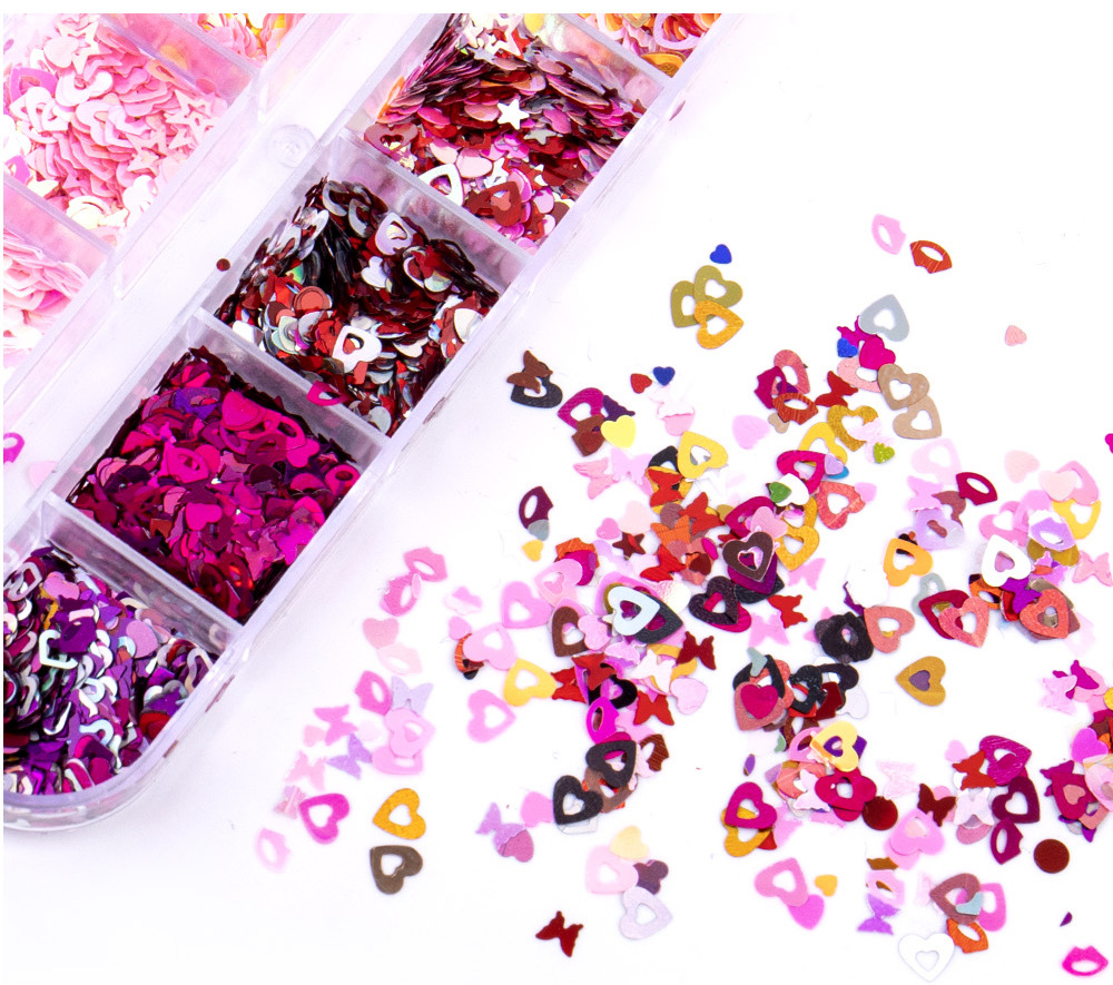 30g Weight Nail Decoration Accessories Nail Supplies See detail page-[15 Books in a Box] Rainbow Horse Keychain Box Quantity Sequin Material Square, Moon, Heart Shape Pattern Simple Style Style Hot 12 Nail Art Too Small Sequins Nail Art Jewelry For Valentine's Day Ultra-Thin Nail Sticker Wholesale 4
