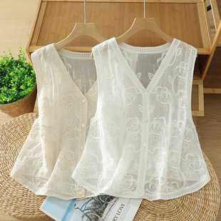 Real Shot of Ready-Made French High-End Embroidered Vest, Thin Design, Layered Sleeveless Vest Top for Women Summer