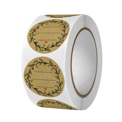Kraft paper self-adhesive sealing sticker packaging decoration handwritten blessing sticker round roll holiday baking label
