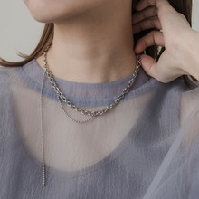 日韩ins风甜酷简约冷淡风时尚流苏金属链条项链女chocker链y2k
