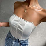 Приятный телу летний комбинезон, топ без лямок, европейский стиль, в обтяжку