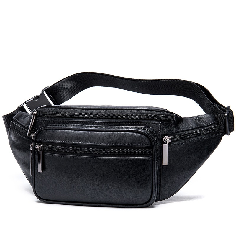 Cross-Border Genuine Leather Men's Bag, Men's Cowhide Mobile Phone Waist Bag, Genuine Leather Crossbody Bag, Multifunctional Sports and Leisure Crossbody Chest Bag