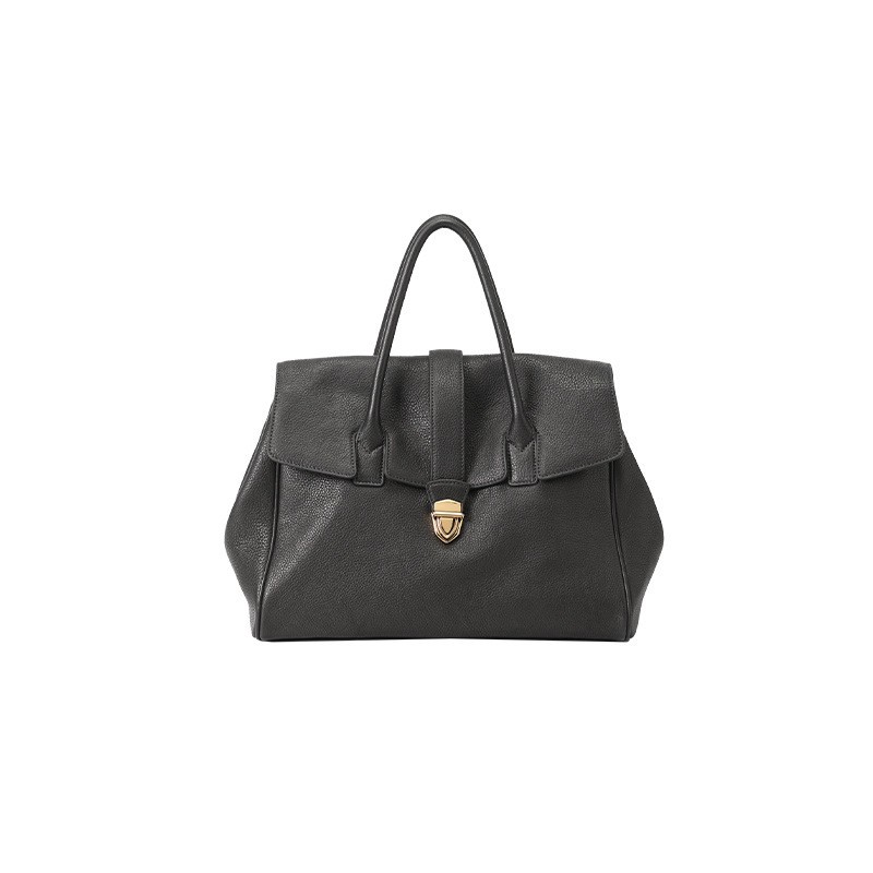QZ Vegetable-Tanned Top Grain Cowhide Retro Handheld Briefcase Women's Luxury Genuine Leather Large Capacity Commuter Bag - Thumbnail 8