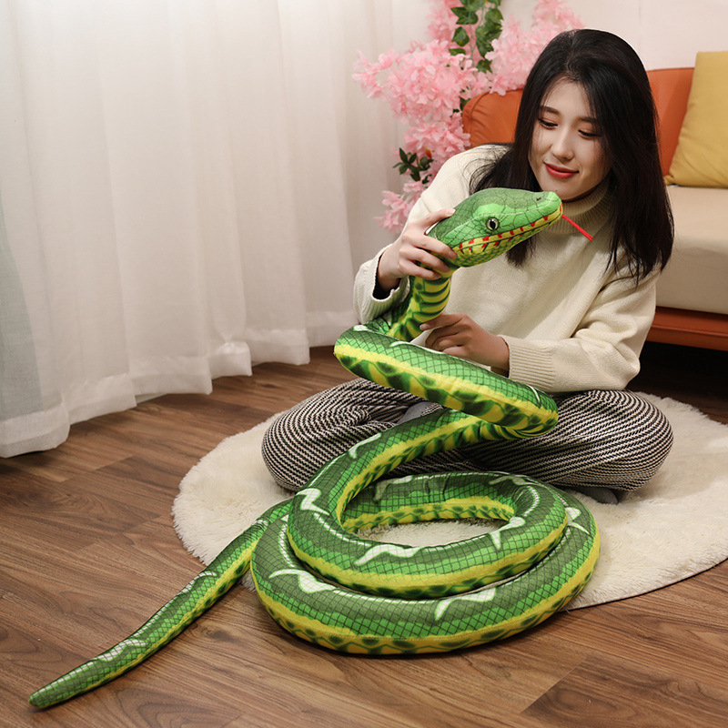 Simulación de juguetes de peluche serpiente falsa serpiente pequeña serpiente verde props mascotas parodia niños niños grandes muñecas pitón dorada