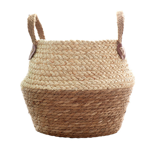 Nordic straw woven rattan decorative flower pots woven flower baskets home furnishings living room pastoral style floor-standing large flower pot gardening