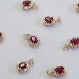 18K Ruby Finished Oval Ruby Pendant Pigeon Blood Red Rich R 0.5Ct D 0.12Ct