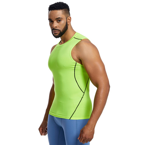 Cross-border sports vest for men, high elasticity breathable white tight-fitting garment, sweat-proof basketball running fitness quick-drying vest