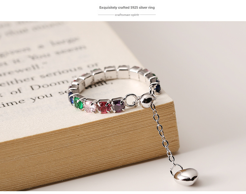 Rainbow Gemstone Eternity Ring In Sterling Silver For Women_voghion.com