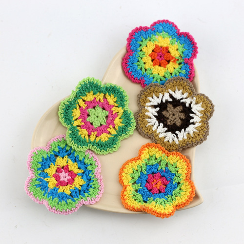 Wholesale exquisite colorful cotton thread hand hook discs pure cotton coasters women's clothing children's clothing bags hats DIY accessories