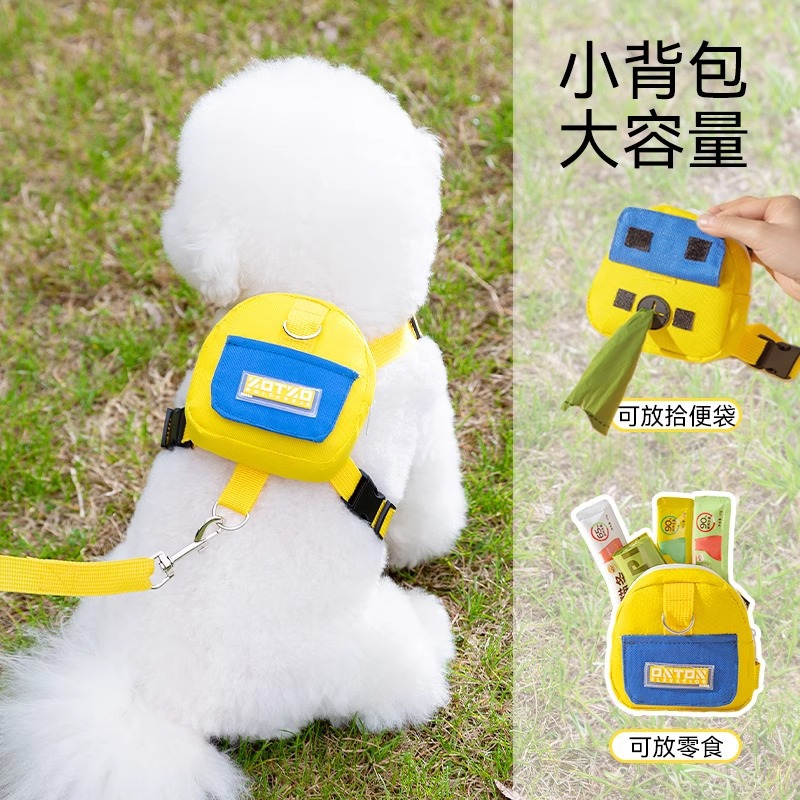 Mochila tridimensional de color en contraste, cuerda de tracción en forma de I para mascotas multifunción para perros, cuerda de paseador anti-liberación ajustable para gatos