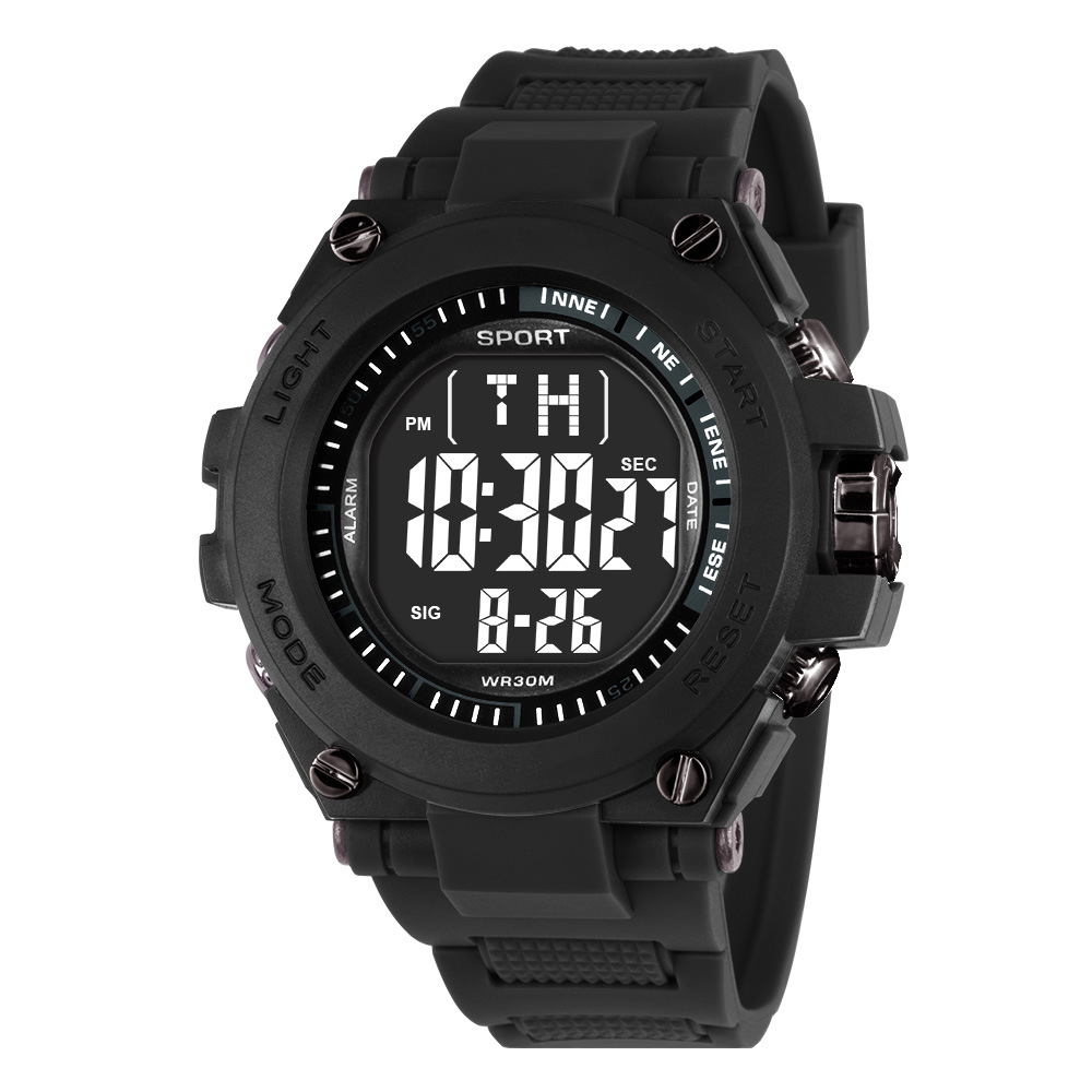 Reloj electrónico de deportes de estudiantes de secundaria y secundaria transfronterizos de gran dial personalizado alarma de luz nocturna al aire libre reloj electrónico