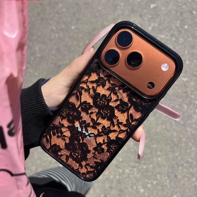 Black lace case suitable for Apple 16 Pro Max, acrylic 13 14 with black edges, 12 transparent XR soft case, 15 16 Black lace case suitable for Apple 16 Pro Max, acrylic 13 14 with black edges, 12 transparent XR soft case, 15 16