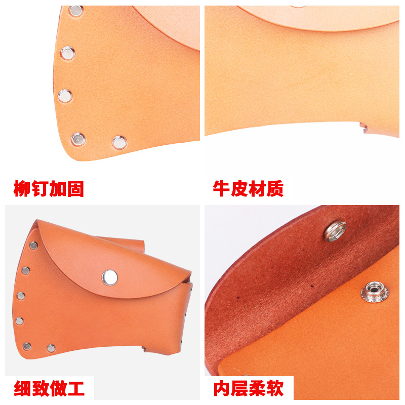 Venta directa al aire libre cintura hacha cubierta de cuero hacha hoja cubierta protectora de cuero hacha de campo cubierta de la cintura de almacenamiento portátil hacha bolsa