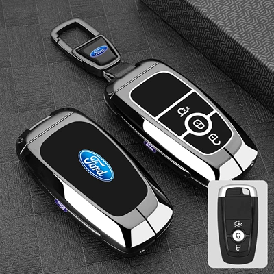 Suitable for 25 Ford Edge L Key Covers Edge Mondeo Explorer Escort Metal Shell Buckle for Men (Static Rod/Key Bag) - model-a-mondeo-gun-black-metal-buckle