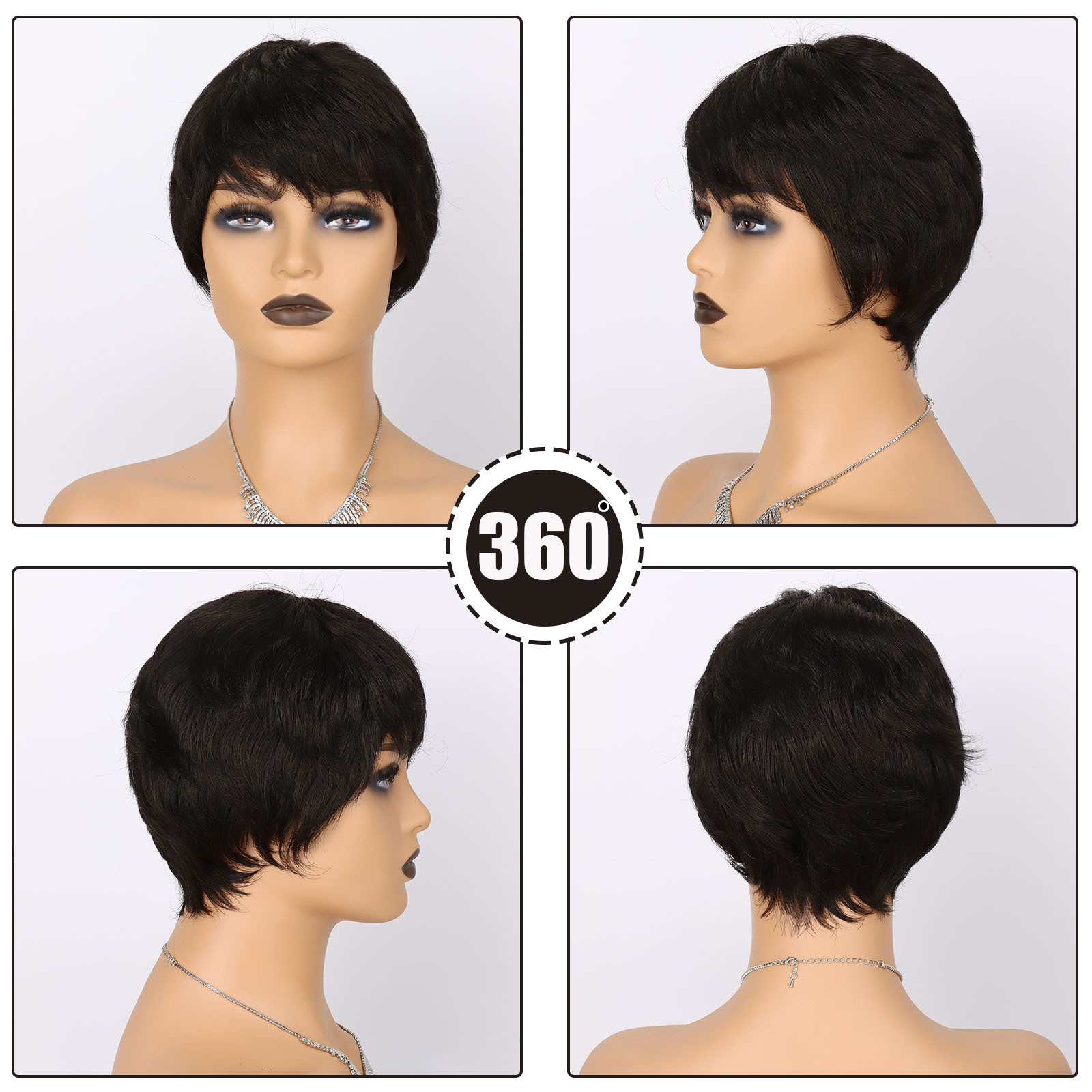 Women's Simple Style Street Real Hair Short Straight Hair Wigs display picture 2