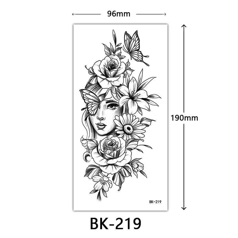 Tatuaje Temporal de Flores Boceto de Papel de Transferencia al Agua, Impresión por Transferencia de Agua, para Cuerpo image 225