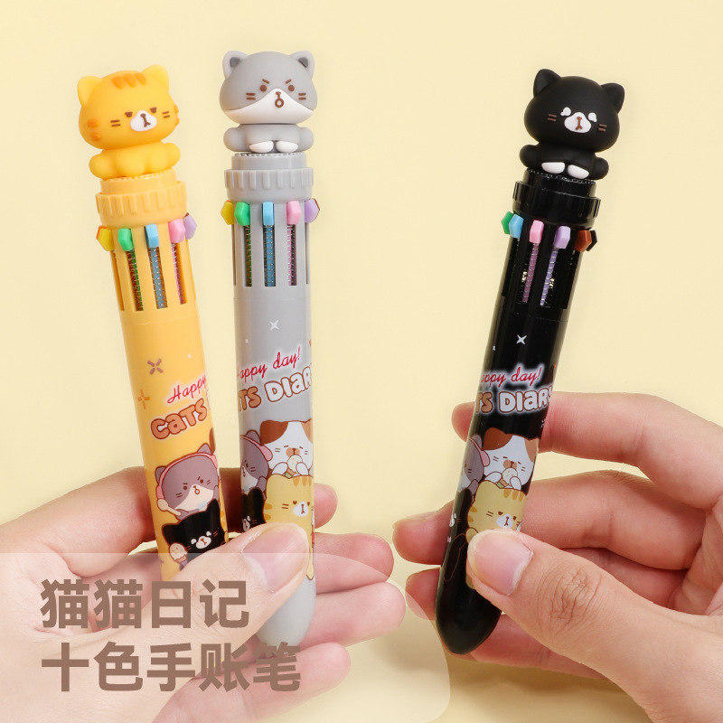 KUKI KOKI casa diez colores bolígrafo bolígrafo de mano de color bolígrafo de dibujos animados aceitosos lindos multicolores bolígrafo al por mayor
