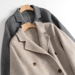 Piejie cattle goods thickened double-sided camel velvet silk wool double-sided woolen elegant mid-length woolen overcoat coat for women