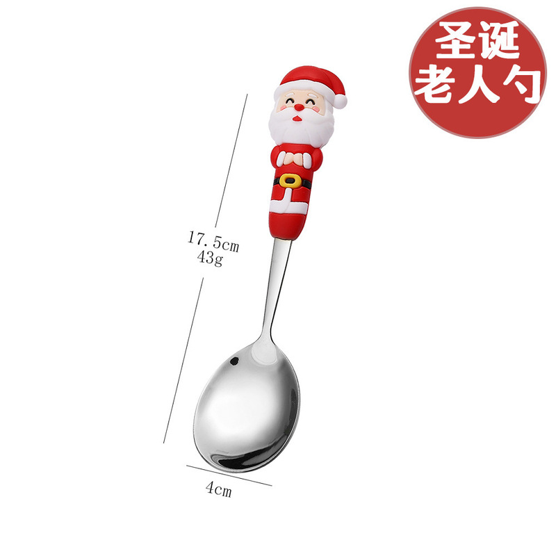 新しいクロスボーダー大型クリスマスフォークとスプーン食器セットステンレス鋼クリスマススプーンイン高価値コーヒースプーン|undefined
