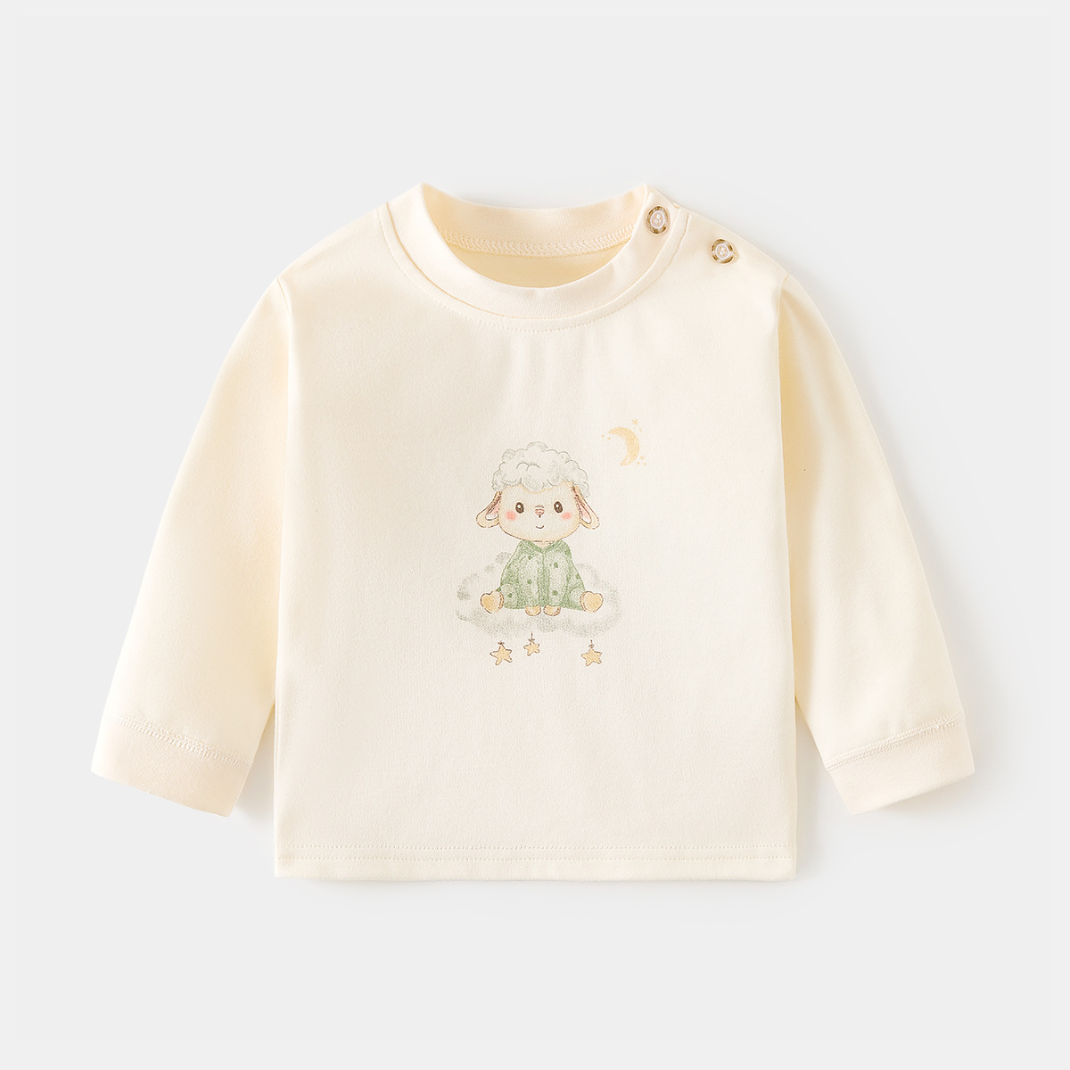Camiseta de algodón para bebés con estampado vintage de dibujos animados y abertura en el hombro, ropa interior para primavera y otoño, mayorista
