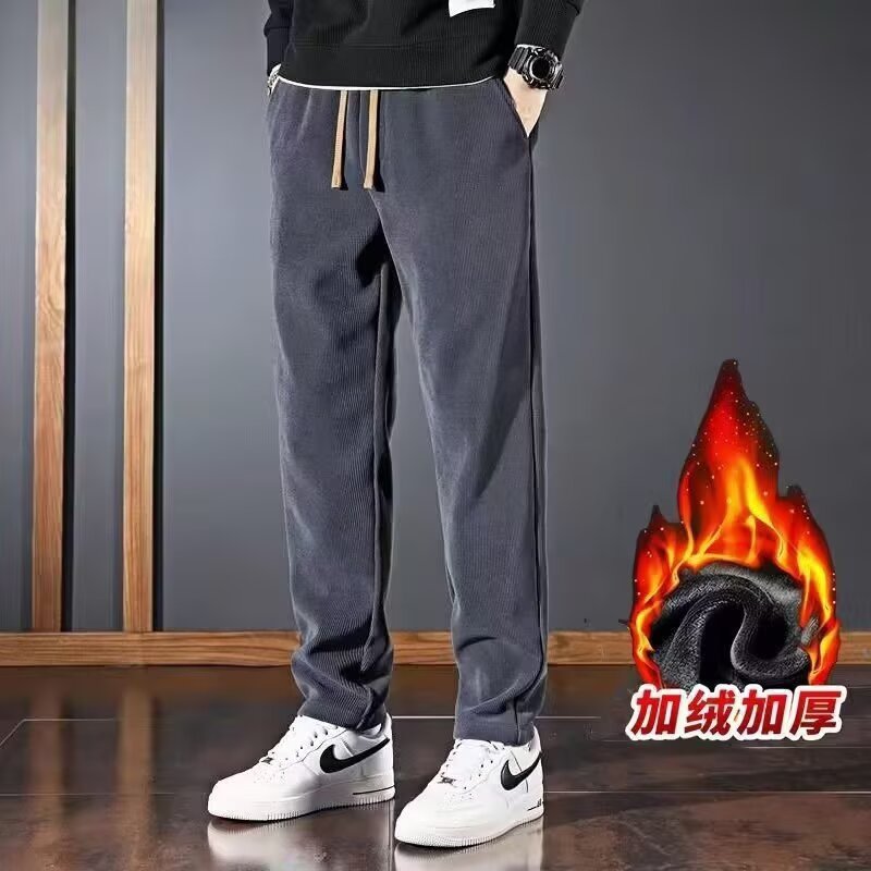 Hombres sueltos pantalones casuales rectos primavera nuevo estilo de moda de moda de moda deportivo simple pantalones largos