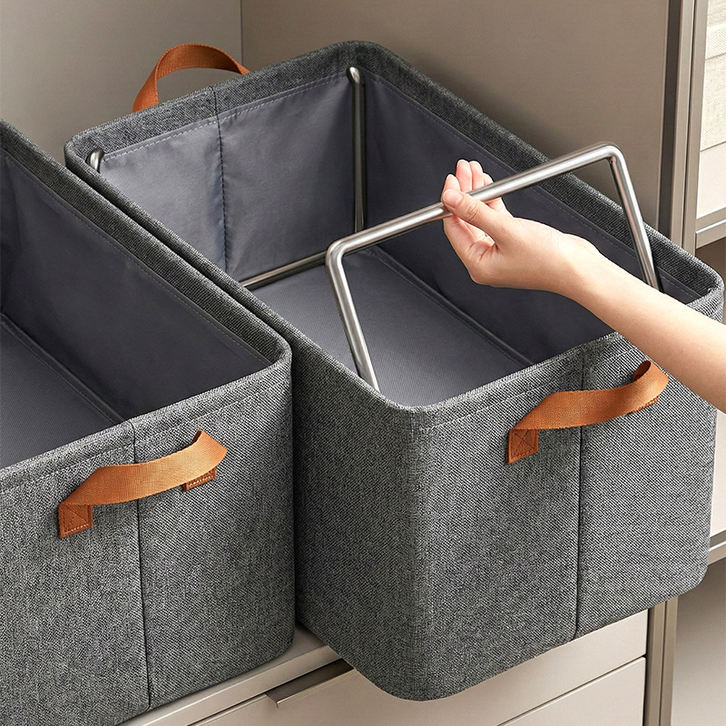 Clothing storage box, home wardrobe organizer, fabric basket for underwear and pants, foldable large-capacity storage box