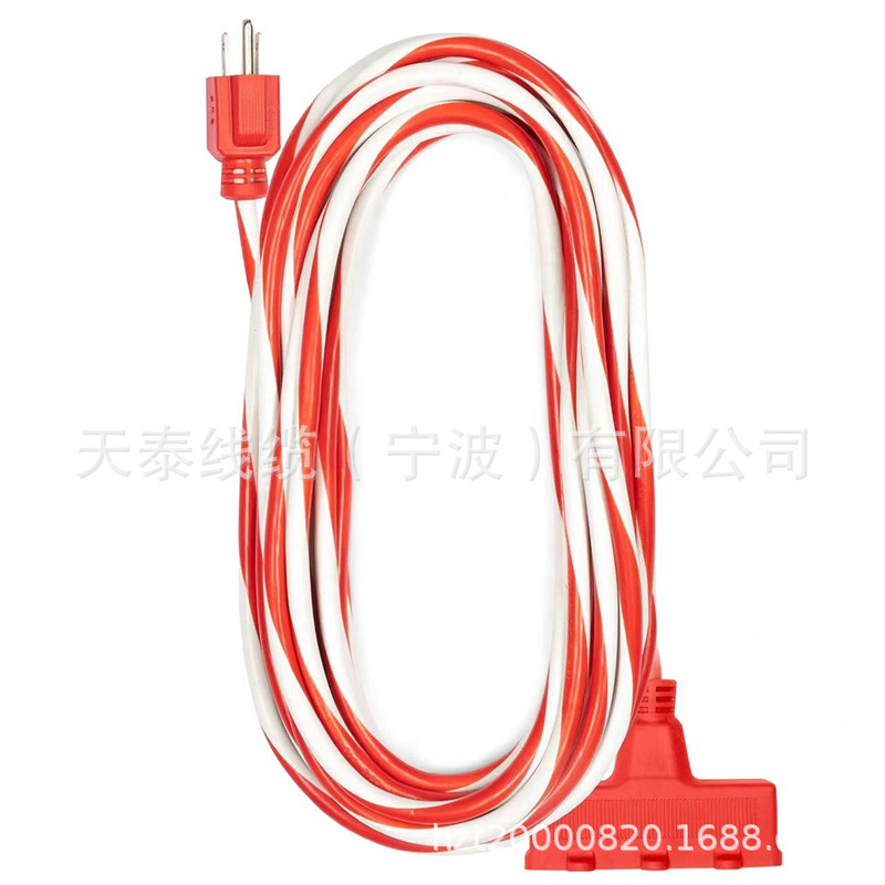 Cable de extensión de barra de caramelo, cable de extensión al aire libre, con enchufe de toma múltiple, cable de alimentación 16 / 3 SJTW image 3