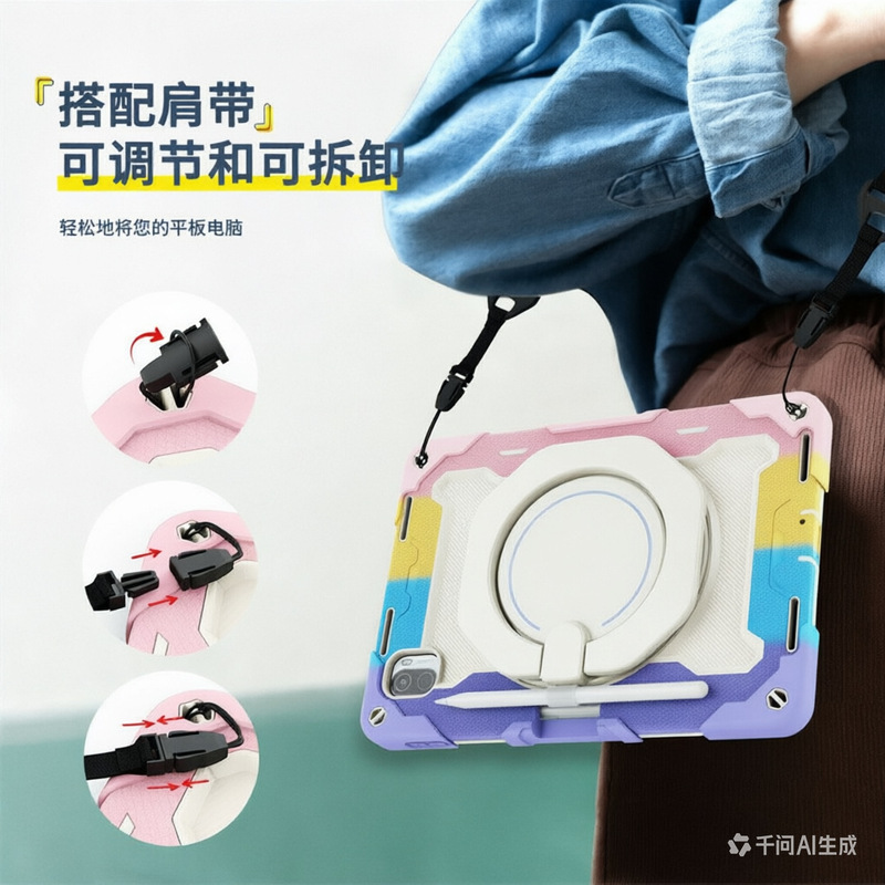 Suitable for Xiaomi 6 Tablet Protective Case, Anti-Fall Rotating Stand for Redmi Se, Crossbody 6Spro Protective Case, Pad5Pro