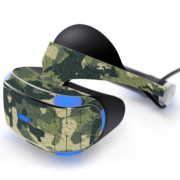 PS4 VR virtual reality helmet head wearing first generation VR…