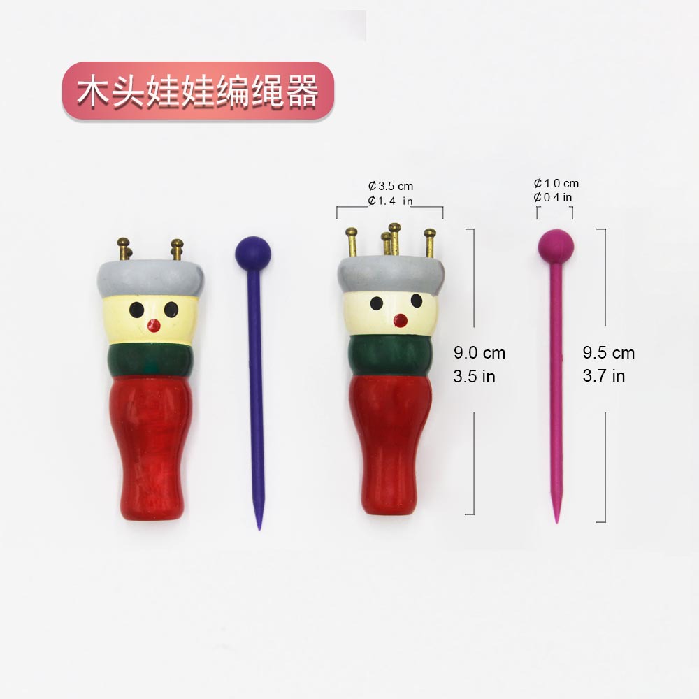 Bordado rojo que hace punto Dispositivo de cuerda de ganchillo de lana Dispositivo de trenzado de cuerda de madera hecho a mano DIY hecho en casa Dispositivo de trenzado de cuerda tejido gadget