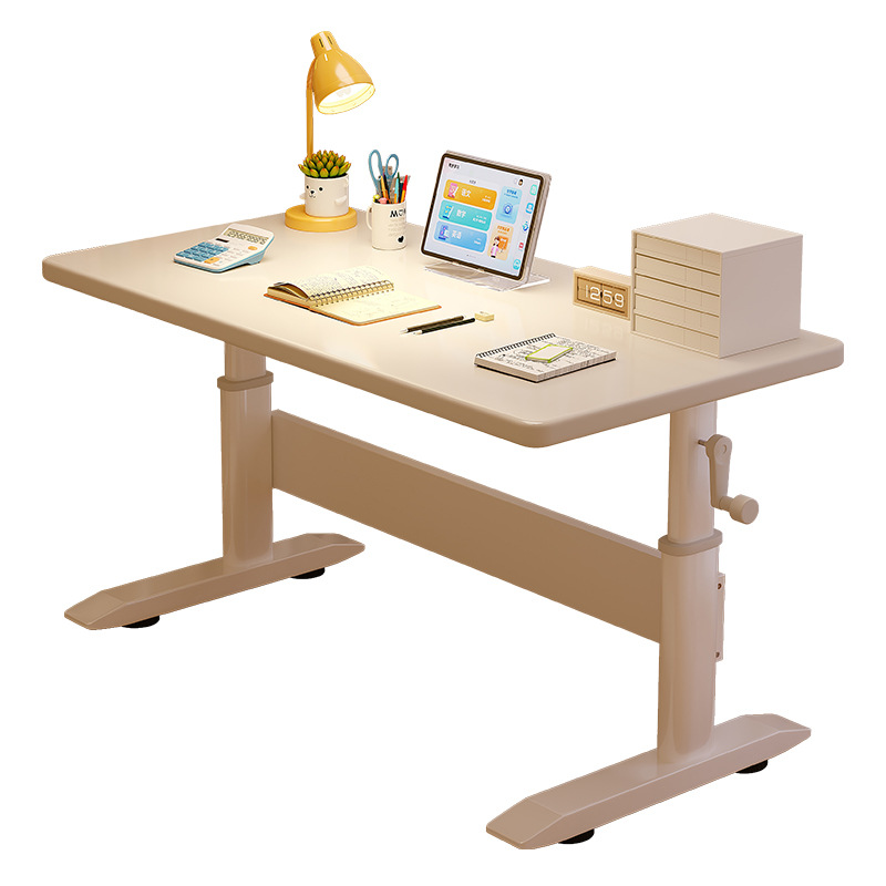 Escritorio de elevación, escritorio de estudio para niños, escritorio de madera maciza para el hogar de los estudiantes, escritorio de computadora para estudiantes de secundaria y secundaria, estantería