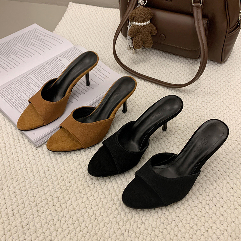 Foreign Trade Plus-size Sandals Women, 2025 Summer New Cross-border Style, Pointed Toe Stiletto Fish Mouth Slip-on_vogvips.com