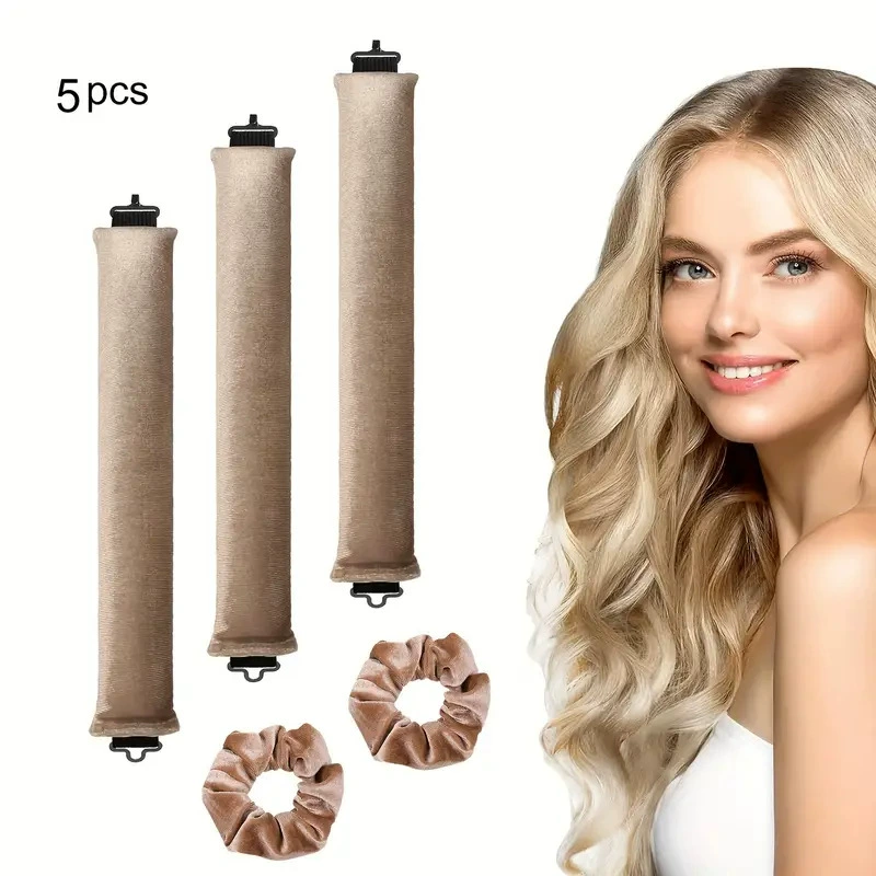 3-hook velvet hair curlers, big-wave sleep rollers set, multi-piece plush curling rods