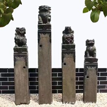 石雕拴马桩青石做旧仿古石狮子门口镇宅摆件中式庭院装饰立柱石雕