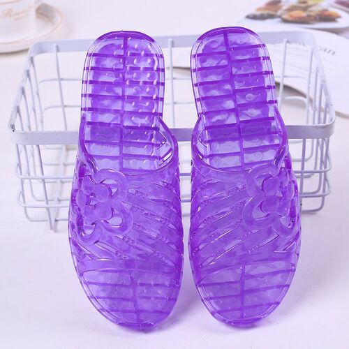 Crystal Plastic Transparent Medium Heel Women's Slippers Women's Extra Large Jelly Color Wedge Sandal Slippers Home Bathroom Anti-Slip