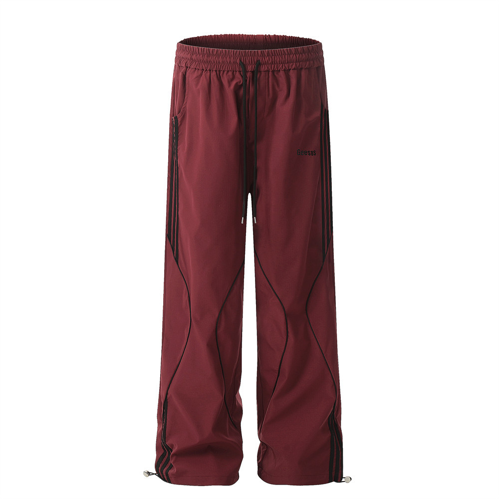 Herrenbekleidung Frühling und Herbst Herren Freizeit Sportanzüge Drei Streifen Stehkragen Lockere Jacke Vibe High Street Trend Gerade Hose_voghion.com