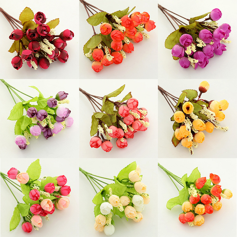 仿真玫瑰珍珠苞钻石星星苞绢花家居餐桌摆件舞台背景装饰假花批发