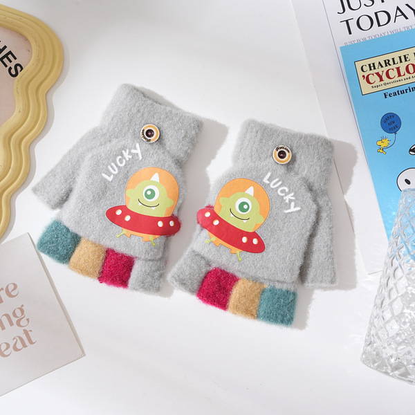 Children's cartoon keep warm cute winter knitted gloves for boys