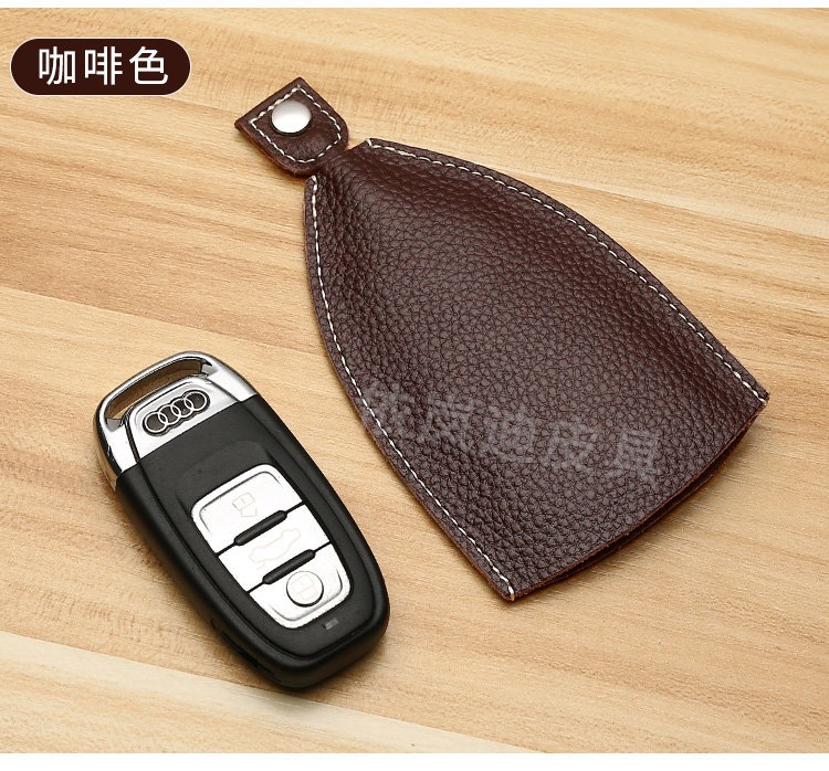Suitable for genuine leather key cases, universal for car keys, unisex, pull-out style, cowhide key storage bag, large capacity, compact
