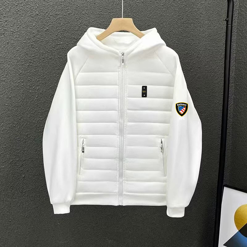 Cross-Border Men's Patchwork down Cotton Jacket Trendy Brand Balance Decorative Cotton Jacket Trendy Brand Jacket