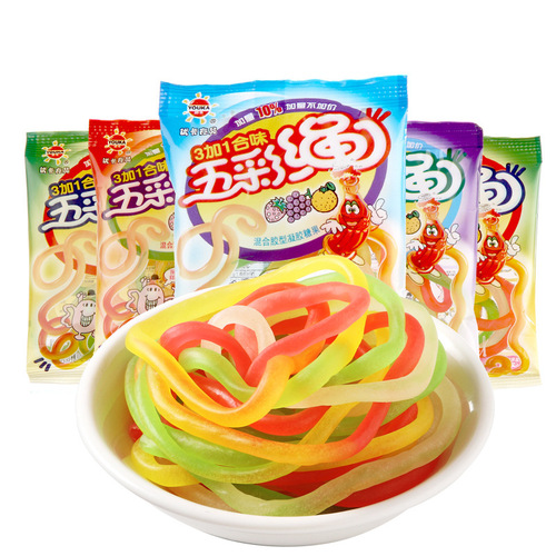 Youka Colorful Rope Soft Candy QQ Rubber Candy Soft Candy Candy Rope Candy 8090 Retro Snack 30 Bags/ Medium Pack