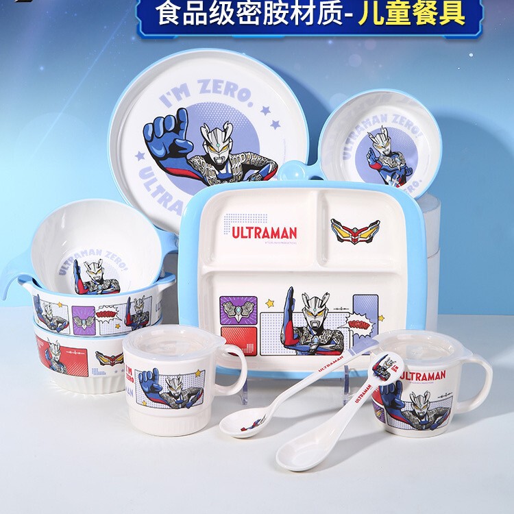 Wuhe Genuine Ultraman Zero Tableware Bowl Dinner Plate Milk Cup Baby Boy Eating Tableware Fruit Plate Spoon Wuhe Genuine Ultraman Zero Tableware Bowl Dinner Plate Milk Cup Baby Boy Eating Tableware Fruit Plate Spoon