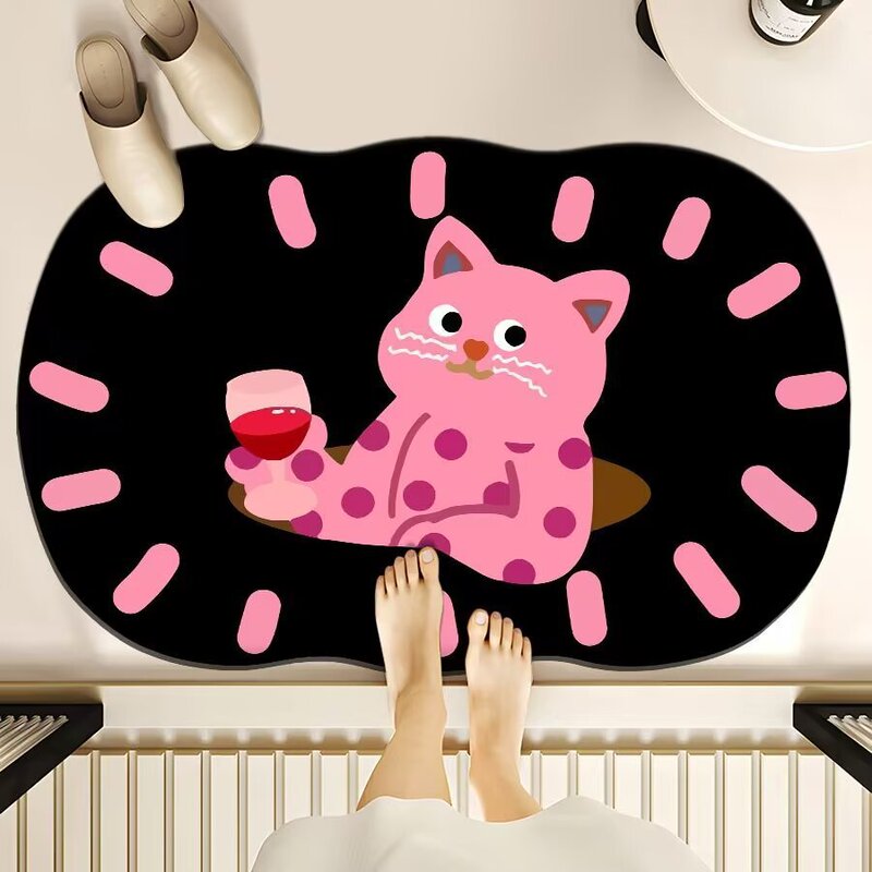 Cartoon Diatom Mud Style Floor Mats, Household Bathroom Floor Mats, Water-Absorbent and Quick-Drying Bathroom Floor Mats, Entrance Door Mats